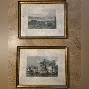 Antique Engraving 19th Century pictures with elaborate mattes